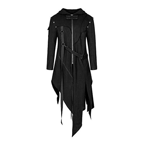 Darringls Vintage Kapuzenjacke Herren Halloween Kostüm Retro Umhang Karneval Party Kleidung Assassin's Creed Renaissance Mittelalter Männer Leicht Jacke Mit Reißverschluss Cosplay Mantel von Darringls