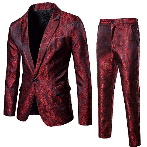 Herren Disco Sets Metallic Pailletten Anzüge 70er Jahre Disco Kostüm Pailletten Anzugjacke Freizeitanzug inklusive glänzender Jacke und Hose üBergangsjacke Blazerjacke Sakkos-Anzugjacken Set von Darringls