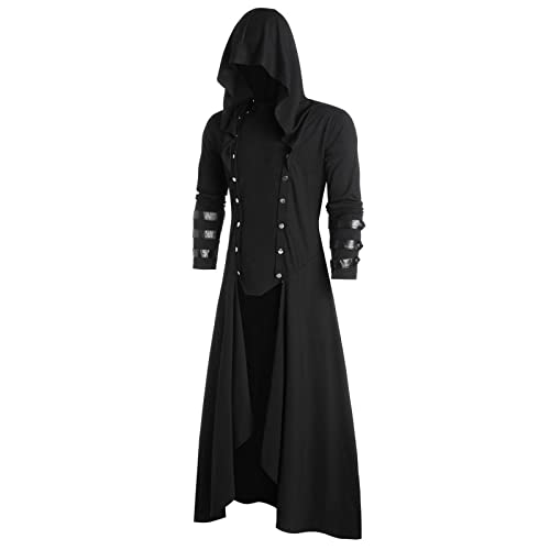 Vintage Kapuzenjacke Herren Halloween Kostüm Assassin's Creed Renaissance Mittelalter Männer Leicht Jacke Mit Reißverschluss Cosplay Mantel Kordelzug Hoodie Retro Umhang Karneval Party Kleidung von Darringls