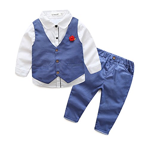 Das beste Kinder Baby Kleinkind Jungen Kleider Coat Kleidung Gentleman Baumwolle mit Ärmeln Herbst Kleidung des Babys Taufe Hochzeit Weihnachten Sakkos Anzüge Hemd (0-24M) von Das beste