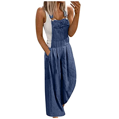 Damen Latzhose Jeans, Mode Playsuit Lange Hosen Sexy Casual Breite Beine Hosen Loose Denim Baggy Spielanzug Latzjeans Jumpsuit Women 's Lätzchen Denimhose Hosen Lätzchen Damen-Jeans Jeanshosen von Dasongff