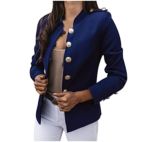 Dasongff Damen Blazer für Frauen, Blazer Elegant Anzugjacke Mantel mit Knopfleiste Kurzblazer Military Blazer Cardigan Slim Fit Freizeit Stehkragen Büro Anzug Jacken Vorne Offen für Office Business von Dasongff