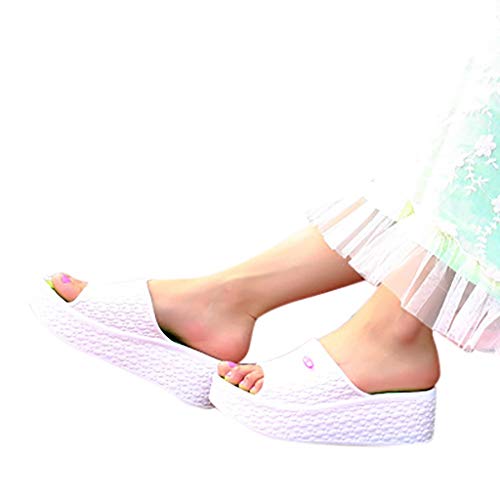 Dasongff Damen Hausschuhe Home Slippers Casual Sommer Peep Toe High Heel Plattform Pantoletten Anti-Rutsch-Sandalen Frauen Freizeit Offene Strandsandalen Slide Sandalen Weiche Bequeme Sommerschuhe von Dasongff