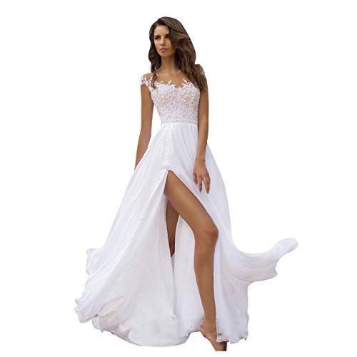 Dasongff Damen Hochzeitskleid Einfarbig Kleider Ärmellos V-Ausschnitt Split Maxi Abendkleid Abendkleid Brautjungfernkleider Spitze Sexy Schlitz Dress Maxikleid Freizeit Langes Kleid für Frauen von Dasongff