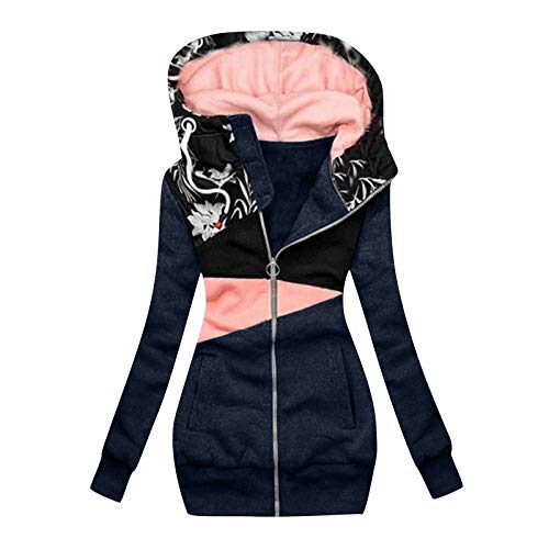 Dasongff Damen Kapuzenpullover Hoodie Kapuzenjacke Sweatjacke Mantel Sweatshirt Zip Jacke Mit Kapuze Lange Gefüttert Herbst Winter Outdoor Leichte Sportjacke Winterjacke von Dasongff