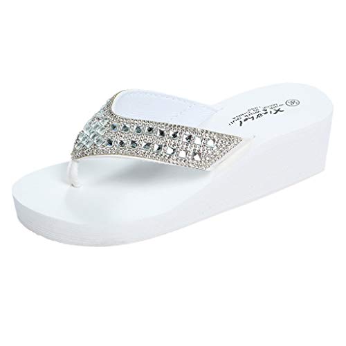 Dasongff Damen Keilabsatz Plateau Flip Flops Strass Sommer Slippers Fashion Rhinestones Wedges Flip Flops Women's Casual Beach Shoes von Dasongff