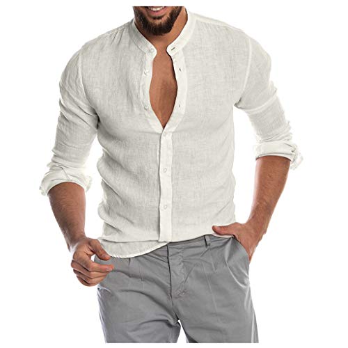 Dasongff Leinenhemd Herren Regular Fit Button-down Sommerhemd Langarm & Kurzarm Herren Hemd Shirt Freizeithemd Oberteile Leinenoptik Leichte Bequem Atmungsaktives Leinenshirt Kurzarmhemd von Dasongff