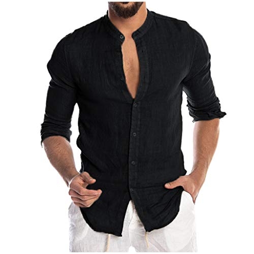 Dasongff Leinenhemd Herren Regular Fit Button-down Sommerhemd Langarm & Kurzarm Herren Hemd Shirt Freizeithemd Oberteile Leinenoptik Leichte Bequem Atmungsaktives Leinenshirt Kurzarmhemd von Dasongff