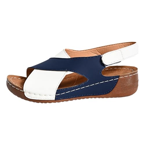 Keilsandalen Damen Plateau, OrthopäDische Sandalen Damen, Sommer Slip On Stiefeletten Frauen Strand Schuhe Outdoor Frühlingssandalen Bohemian Beach Flip Flops für Frauen Zehenstegsandalen von Dasongff