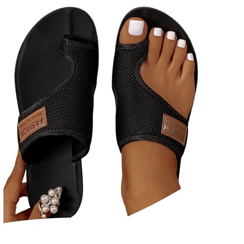 Sandalen Damen Sommer Big Toe Hallux Valgus Schuhe Frauen Bequeme Orthopädische Hausschuhe Sommer Offener Zeh Retro Sandaletten Komfort Walking Pantoffeln with Arch Support Mesh Strandsandalen von Dasongff