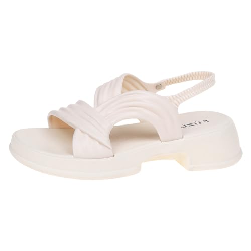 Sandalen Damen Sommer Flach， 2024 Bequem Römer Zehentrenner Weite Sandaletten Elegant Boho Strand Riemchensandalen Flip Flops Breite Füße Leder Orthopädische Slipper von Dasongff