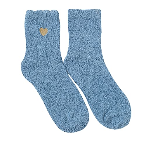 Weihnachtssocken Damen Kuschelsocken Flauschige Socken Frauen lässige Socken Herz niedlich Druck Baumwollmuster Damensocken bequem weiche warm Wintersocken Motivsocken von Dasongff