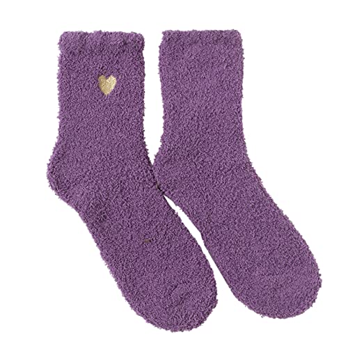 Weihnachtssocken Damen Kuschelsocken Flauschige Socken Frauen lässige Socken Herz niedlich Druck Baumwollmuster Damensocken bequem weiche warm Wintersocken Motivsocken von Dasongff