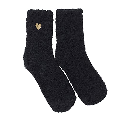 Weihnachtssocken Damen Kuschelsocken Flauschige Socken Frauen lässige Socken Herz niedlich Druck Baumwollmuster Damensocken bequem weiche warm Wintersocken Motivsocken von Dasongff