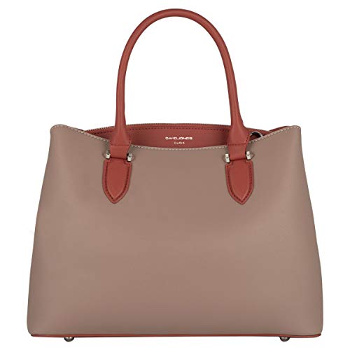 David Jones - Damen Handtasche Elegante - Frauen Henkeltasche Mittelgroß PU Leder - Umhängetasche Shopper Tote Bag Viele Fächer Taschen - Crossbody Bag - Mode Stilvoll Arbeit Trendy Alltags - Altrosa von David Jones