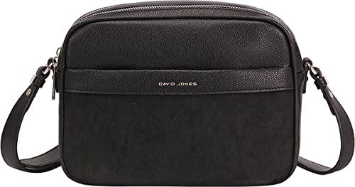 David Jones - Damen Small Crossbody Bag - Shoulder Handbag - Shoulder Bag Messenger Bag Phone Rigid PU Leather - Tote City Travel Shopping Fashion Chic (Schwarz), Schwarz , Einheitsgröße von David Jones