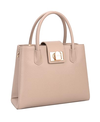 David Jones Paris – Handtasche für Damen – Handtasche aus Kunstleder – mittlere Größe – mehrere Fächer – schick modisch modisch Arbeit Abend Reise Stadt, Apricot, Medium von David Jones