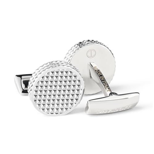 DAVIDOFF PARIS Manschettenknöpfe Silber – exklusive Messing rhodinierte Manschettenknöpfe mit PARIS-Muster – edle Herren Accessoires mit guillochiertem Rand DAVIDOFF PARIS Manschettenknöpfe Silber – exklusive Messing rhodinierte Manschettenknöpfe mit PARIS-Muster – edle Herren Accessoires mit guillochiertem Rand von DAVIDOFF