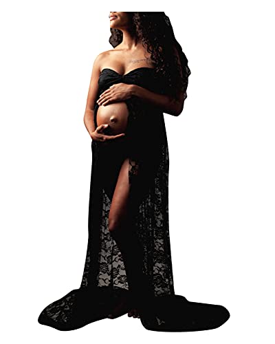 Dawwoti Frauen Mutterschaft Fotoshooting Maxikleid Schulterfrei Fotografie Umstandskleid Vorderseite Geteilte Kleid Spitze Schwangere Kleid Dawwoti Frauen Mutterschaft Fotoshooting Maxikleid Schulterfrei Fotografie Umstandskleid Vorderseite Geteilte Kleid Spitze Schwangere Kleid von Dawwoti