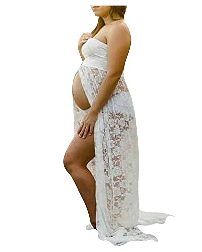 Dawwoti Frauen Mutterschaft Fotoshooting Maxikleid Schulterfrei Fotografie Umstandskleid Vorderseite Geteilte Kleid Spitze Schwangere Kleid Dawwoti Frauen Mutterschaft Fotoshooting Maxikleid Schulterfrei Fotografie Umstandskleid Vorderseite Geteilte Kleid Spitze Schwangere Kleid von Dawwoti