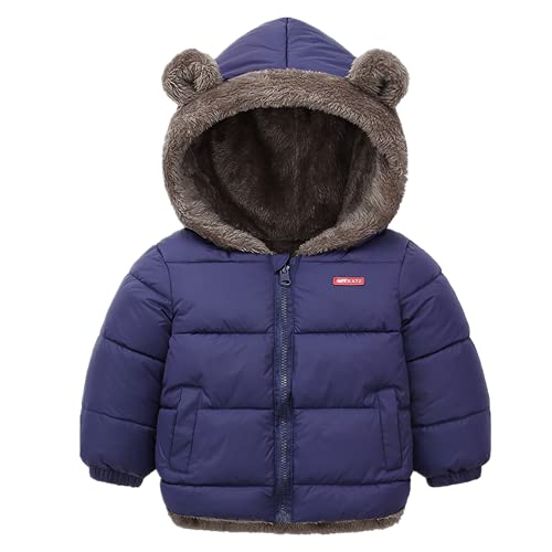 Daysskk Baby Mantel Jungen Winterjacke Mit Kapuze Baby Steppjacke Mit Fleece Jungen Mädchen Winterkleidung Baby Jungen Navy blau 90 von Daysskk