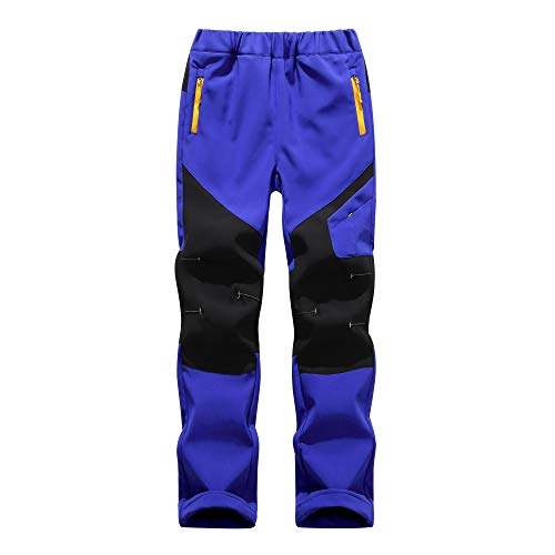 Daysskk Freizeithose Kinder Softshellhose Jungen Gefütterte Arbeitshose Kinder Winter Warm Wanderhose Trekkinghose Jungen Regenhose Gefüttert Kinder Blau 152 von Daysskk