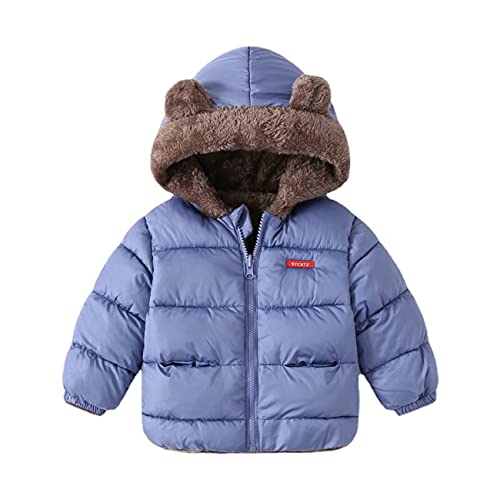 Daysskk Kinder Mantel Jungen Winterjacke Mit Kapuze Kinder Wintermantel Steppjacke Mit Fleece Jungen Winterkleidung Kinder Mädchen Blau 110 von Daysskk