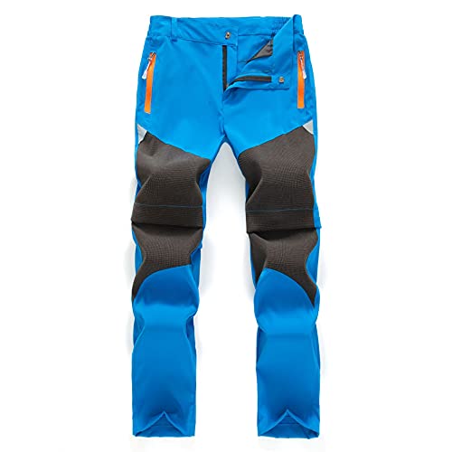 Daysskk Softshellhose Kinder Sommer Wanderhose Zip Off Arbeitshose Kinder Jungen Outdoorhose Atmungsaktiv Trekkinghose Wasserdicht Freizeithose Cargohose Schnelltrocknend Blau 120 von Daysskk