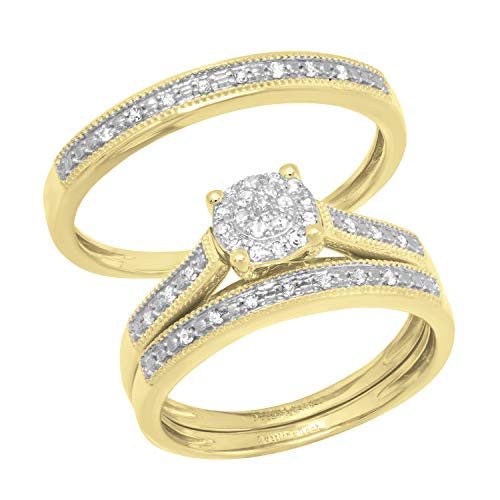 Cluster-Ring für Herren und Damen, 0,25 Karat (Karat), runder weißer Diamant, 1/4 Karat, 18 Karat Gelbgold, Gelbgold Weißer Diamant Gelbgold, Diamant von DazzlingRock Collection