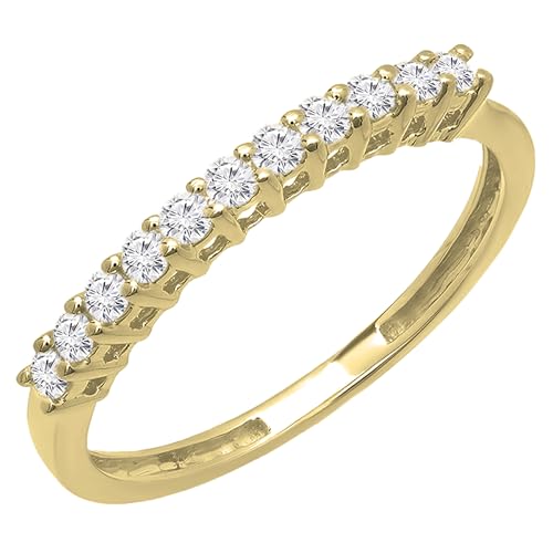 Dazzlingrock Collection 0,28 Karat (ctw) 14 Karat Gold runder weißer Diamant Damen Jahrestag stapelbar Ehering 1/4 Karat, Gelbgold von DazzlingRock Collection