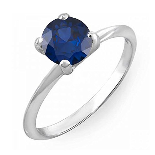 Dazzlingrock Collection 6 mm runder blauer Saphir Damen-Solitär-Braut-Verlobungsring Sterlingsilber, Sterling Silber, Blauer Saphir von DazzlingRock Collection