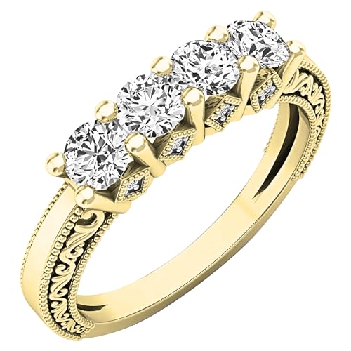 Dazzlingrock Collection Damen-Ehering, 0,75 Karat (Karat), 14 Karat Gold, rund, im Labor gewachsener Diamant, stapelbar, 3/4 Karat, Künstlicher Diamant, Gold, Erstellter Diamant von DazzlingRock Collection