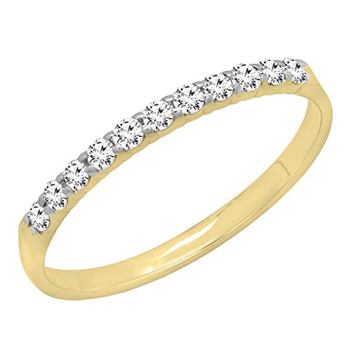 Dazzlingrock Collection Damen-Ehering 0,20 Karat (Karat), 14 Karat Gold, rund, im Labor gezüchtet, stapelbar, 1/5 Karat, Im Labor gezüchteter Diamant, Gold, Erstellter Diamant von DazzlingRock Collection