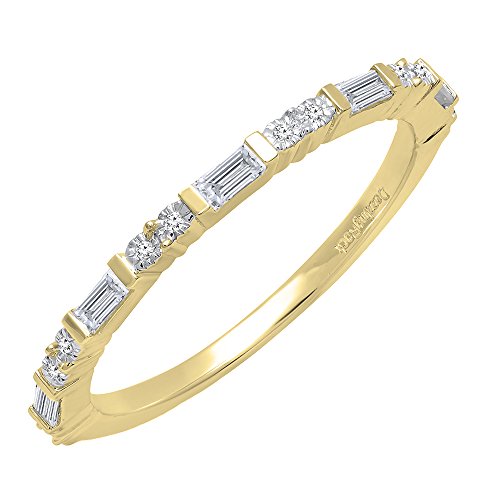 Dazzlingrock Collection Damen-Ehering 0,25 Karat (Ctw) 14 Karat runder und Baguette-Diamant 1/4 Karat Rotgold, Größe 10, 5, Diamant, Gold, Diamant von DazzlingRock Collection