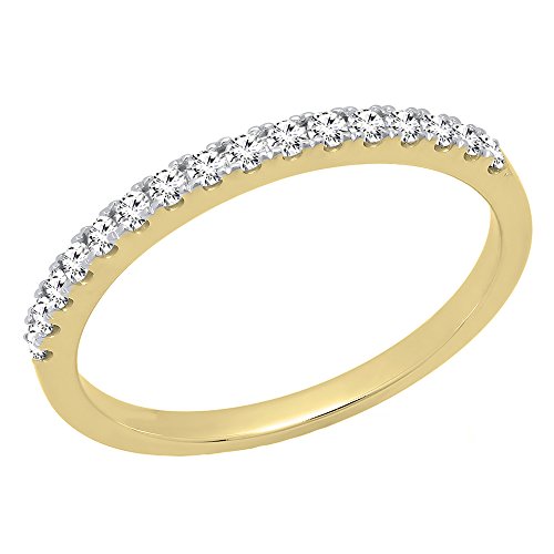 Dazzlingrock Collection Damen-Ehering 0,25 Karat (Karat), 14 Karat Gold, rund, im Labor gewachsen, weißer Diamant, stapelbar, 1/4 Karat, Im Labor gezüchteter Diamant, Gold, Erstellter Diamant von DazzlingRock Collection