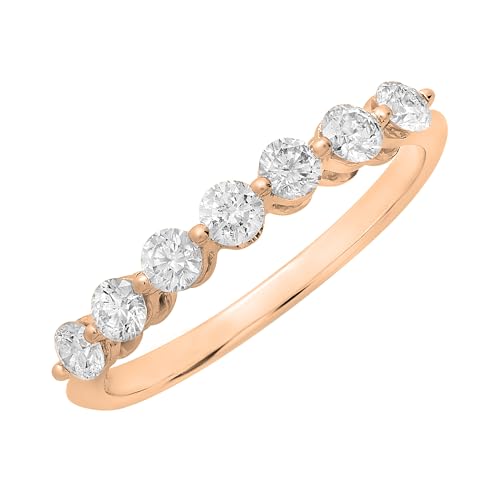 Dazzlingrock Collection Damen-Ehering 0,50 Karat (Karat), 14 Karat Gold, rund, im Labor gewachsener Diamant, 7 Steine, 1/2 Karat, Künstlicher Diamant, Gold, Erstellter Diamant von DazzlingRock Collection