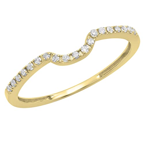 Dazzlingrock Collection Damen-Ehering mit 0,11 Karat (Karat), 14 Karat Gold, rund, weiß, im Labor gewachsener Diamant, 7, Im Labor gezüchteter Diamant, Gold, Erstellter Diamant von DazzlingRock Collection