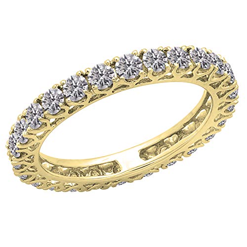 Dazzlingrock Collection Damen-Ehering mit 1,45 Karat (Karat), runder Diamant, 1 1/2 Karat, 14 Karat Gold, Künstlicher Diamant, Gold, Erstellter Diamant von DazzlingRock Collection