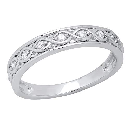 Dazzlingrock Collection Damen-Verlobungsring / Ehering mit 0,12 Karat (ctw), runder weißer Diamant, erhältlich in 10 K/14 K/18 Karat Gold und 925er Sterlingsilber, Sterling Silber Weißer Diamant Aus von DazzlingRock Collection