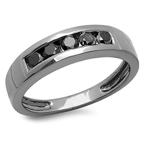 Dazzlingrock Collection Herren-Ehering mit 0,70 Karat (Karat), schwarz plattiertes Sterlingsilber, schwarzer Diamant, 3/4 Karat, Größe 10, Sterling Silber, Schwarzer Diamant von DazzlingRock Collection