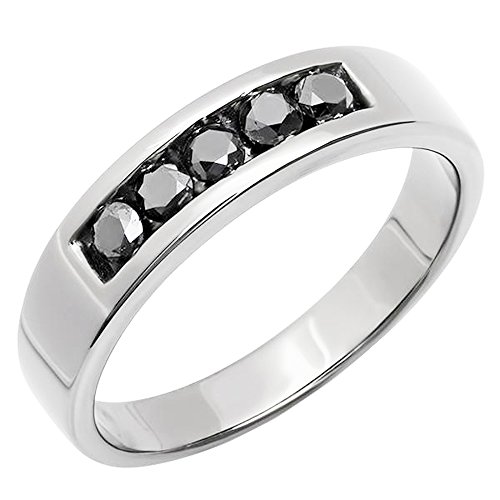 Dazzlingrock Collection Herren-Ehering mit 0,73 Karat (Karat), runder schwarzer Diamant, 3/4 Karat, Sterlingsilber, Diamant, Sterlingsilber, Schwarzer Diamant von DazzlingRock Collection