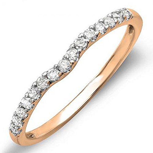 Dazzlingrock Collection Ring, 0,25 Karat (Karat), 18 Karat Gold, runder weißer Diamant, Jahrestag, Ehering, passendes Band, 1/4 Karat, Roségold, Weißer Diamant von DazzlingRock Collection