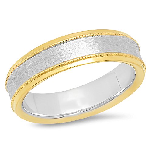 Dazzlingrock Collection Unisex Ehering 14 Karat Weiß & Herren Damen Ring eingefasst schlicht glänzend traditionelle Passform Gelbgold, Weiß- und Gelbgold, n. v. von DazzlingRock Collection