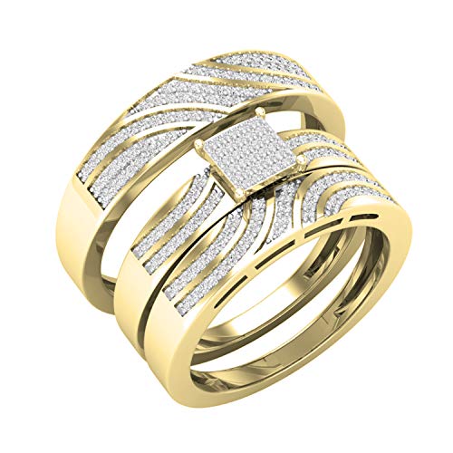 Dazzlingrock Collection Verlobungsring für Damen und Herren, 0,42 Karat (Karat), runder weißer Diamant, 18 Karat Gelbgold, Weißer Diamant, Gelbgold, Diamant von DazzlingRock Collection