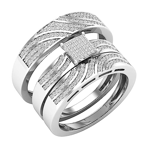 Dazzlingrock Collection Verlobungsring für Damen und Herren, 0,42 Karat (ctw), runder weißer Diamant, Sterling Silber Aus Sterlingsilber Weißer Diamant, Weißer Diamant von DazzlingRock Collection