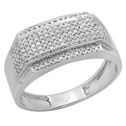 Hip-Hop-Ring für Herren, 0,45 Karat (ctw) Sterlingsilber, weißer Diamant, 1/2 Karat, Platin, Silber, Weißer Diamant von DazzlingRock Collection