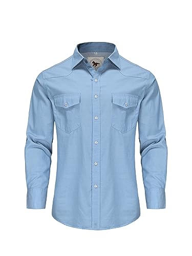 Dctop Hemd Herren Langarm Jeanshemd Denim Shirt Langarmhemd Freizeithemd Casual Business Trachten Hemd Regular Fit(Blue 2# 2XL) von Dctop