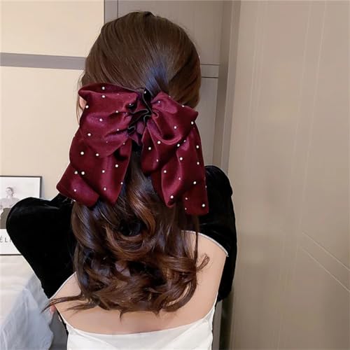 Große Haarschleife für Damen, Vintage, zweilagig, Schleife, Haarnadel, weiches Haar-Accessoire, Pferdeschwanz, Heawear von Dcvmvmn