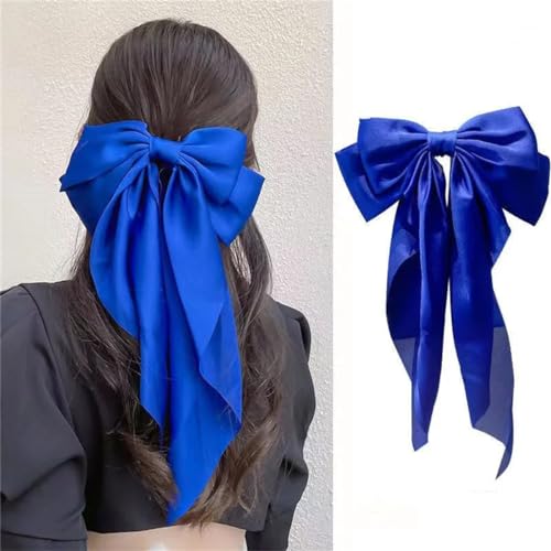 Haarspangen für Damen, große Schleife, Chiffon, große Schleife, einfarbig, Pferdeschwanz-Clip, Haar-Accessoires von Dcvmvmn