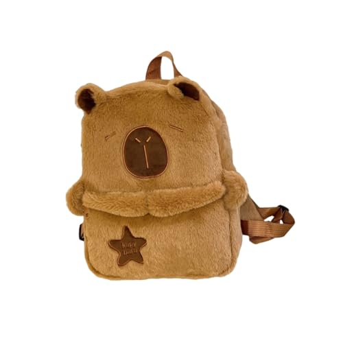 Ddujbtp Capybara Plüsch Rucksack für Tierliebhaber und Schüler Schulranzen Praktischer Stoff und Mehrere Fächer, braun, Taschen-Organizer Ddujbtp Capybara Plüsch Rucksack für Tierliebhaber und Schüler Schulranzen Praktischer Stoff und Mehrere Fächer, braun, Taschen-Organizer von Ddujbtp